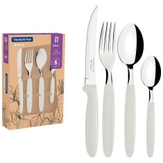 Faqueiro 24 Peças Tramontina Ipanema em Aço Inox - Branco