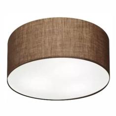Plafon Cilíndrico Md-3058 Cúpula Em Tecido 55x25cm Café - Bivolt