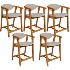 Kit 05 Banquetas Baixa Para Cozinha Sala Jantar Bancada Cecília L02 Li