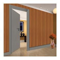 Kit Porta de Madeira 210x90cm Lisa Laqueada Moldufama Abertura Direita