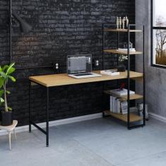 Escrivaninha Mesa Escritório com Estante Estilo Active 4 Prateleiras 1