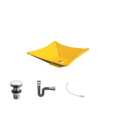 Kit Cuba L34 C/Válvula Click 1''G + Sifão Cromado + Flexível Amarelo