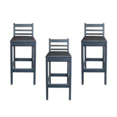 Kit 3 Banqueta Fixa Estofada de Madeira Premium