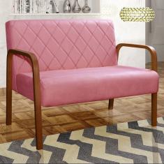 Sofá 2 Lugares Namoradeira Lara Decoração Sala Quarto Recepção Rosa