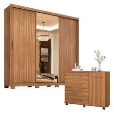 Cômoda Flora e Guarda Roupa Dalila 32211PE Amendola Off White Flex com Pés - Demóbile