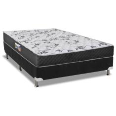 Cama Box Casal: Colchão Espuma Herval D28/AG65 Ortopedic Black + Base CRC Suede Black(138x188)