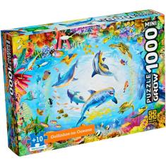 Mini Quebra Cabeça 1000 Peças Golfinhos No Oceano Grow