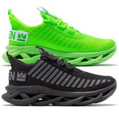 Kit 2 - Tênis Masculino Jaguar Oldsen Academia Corrida Fitness, Preto,