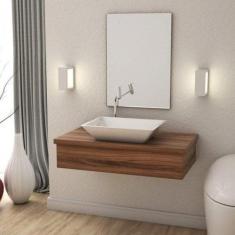 Conjunto Bancada para Banheiro 80cm com Cuba RT45 e Espelheira 801w Me