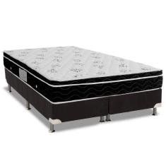 Cama Box Queen: Colchão Molas Ortobom Nanolastic Physical Spring + Base Crc Suede Black(158X198)