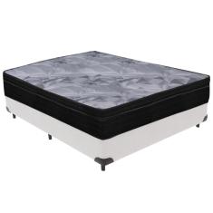 Cama Box Branco e Colchão Airtech Pampa Molas ensacadas Casal Ortobom