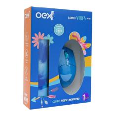 Mouse com Mousepad OEX Vibes MC200 Azul
