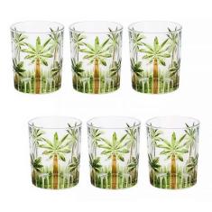 Conjunto 6 Copos Baixo de Cristal Palm Tree Handpaint 340ml 27773 - Wo