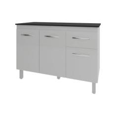 Balcão Gabinete Para Pia 118 Cm Cozinha Aline Branco Com Tampo Tampão 