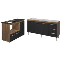 Balcão Cozinha Gabinete De Pia 160 Cm Estela E Balcão Para Fogão Cookt