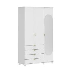 Guarda Roupa Look 136 cm Solteiro Espelho 3 Portas 100% MDF - Móveis P