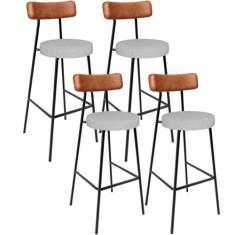 Kit 04 Banquetas Alta Cozinha Sala De Jantar Aço Milão L02 material si