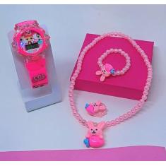 Kit Relógio Digital Crianças Pisca Led Luz Toca Musica Desenho Disney 