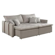 Sofa Cama Retratil e Reclinavel 220cm Detroid Yescasa Linho