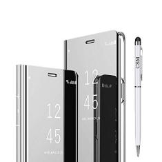 Capa flip espelhada para Samsung Galaxy S7 Edge, de luxo, com suporte galvanizado, proteção de tela transparente, cobertura total, película flexível