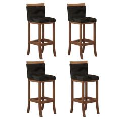 Conjunto 4 Banquetas Alta em Madeira Maciça Paris CCS Preto/Pinhão