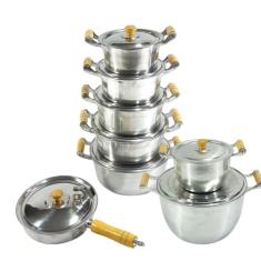 Jogo 5 Panelas, 1 Frigideira e 2 Caldeirões Aluminio Polido