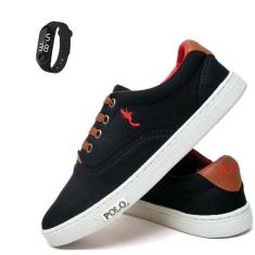 Tênis Sapatênis Infantil Juvenil Cano Baixo com Relógio Digital do 27 