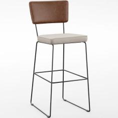 Banqueta Alta Bar Cozinha Sala De Jantar Fixa Allana L02 Sintético Mar