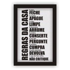 Quadro Placa Decorativa Mdf Regras Da Casa Com Moldura - Micro Oficina
