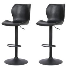 Kit 2 Banquetas Altas Itajaí Rivatti Madeira Revestida Em Poliuretano (Pu) Preto Base Disco Preta