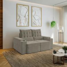 Sofá Retrátil Reclinável 3 Lugares 180cm Porta Copos e USB Embaúba Ext