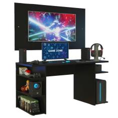 Mesa Gamer Madesa 9409 e Painel para TV até 58 Polegadas - Preto