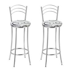 Kit 2 Banquetas Cromadas BC26-B E523 Cromado/Branco