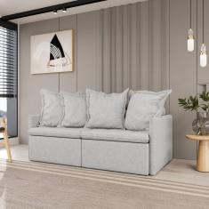 Sofá Retrátil e Reclinável 3 Lugares 200cm Dália Cabecasa Madeiramadeira Mescla Prata