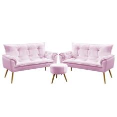 Kit 2 Namoradeiras Beta com Puff Solar Sued Aradecor, Rosa Bebê, ÚNICO