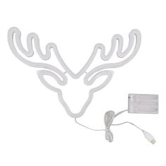 Sinal de Luz Neon Elk, Alimentado por Bateria USB, Enfeites de Decoração de Parede de Quarto de Natal, Iluminação Aconchegante de Formato Especial, Lâmpada LED de PVC Pode Ser