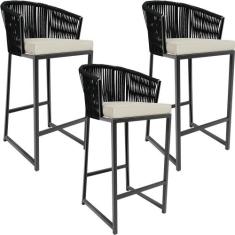 Kit 03 Banqueta Para Área Gourmet Cozinha Varanda Corda Náutica Sunset
