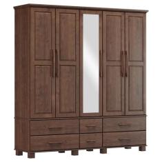 Guarda Roupa Bipartido 5 Portas 6 Gavetas Ouro Café - FN - Finestra