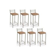 Banqueta Gênova B705 Kit 6 Un Niquel/Capuccino 31 - Kappesberg