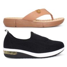 Kit Ultraconforto Modare Feminino Tênis Slip On + Tamanco Sense Flex