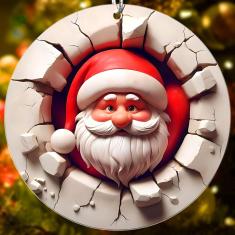 Enfeite de Natal Jabihome Ano 2024 Efeito Vitral