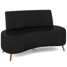 Sofá Chaise Living 2 Lugares 135cm Para Sala Cayman K01 Sintético Preto