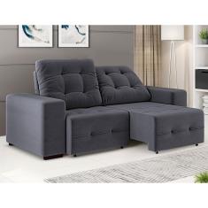 Sofá 3 Lugares Linoforte Bonno com 200 cm de Largura, Retrátil e Reclinável, Revestido em Tecido Suede
