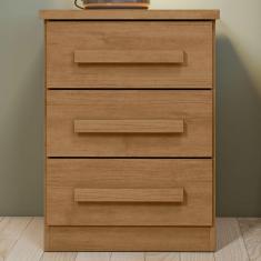 Mesa De Cabeceira Baião 3 Gavetas Amêndoa Clean - Móveis Lopas