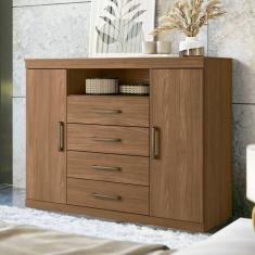 Cômoda para Quarto 2 Portas 4 Gavetas 1 Nicho Master Jatobá/Areia