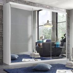 Guarda Roupa Casal 3 Portas De Correr 4 Gavetas E 9 Espelhos Rennes Minastex Branco