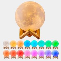 Luminária Lua Cheia 3D Multifuncional Umidificador Aromatizador e Abaj