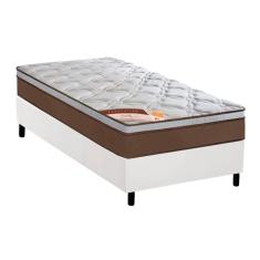 Cama Box Solteiro: Colchão Molas  Ensacadas Castor Revolution + Base CRC Courano White (88x188)