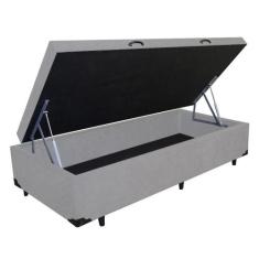 Cama Box Baú Solteiro 88x188x42 Premium Suede Cinza - RR Colchões