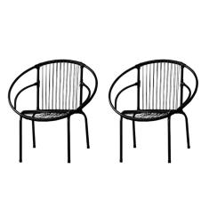 Kit com 2 Cadeiras para Jardim Circulares Eclipse Famais Preto